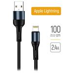ColorWay kabel USB/ Apple Lightning/ 2.4A/ Nylon/ 1m/ Černý