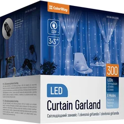 ColorWay LED girlanda/ vnitřní / 300 LED / délka 3 x 3m / modrá/ AC 220V