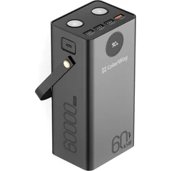 ColorWay powerbanka/ 60 000mAh/ 4x USB QC3.0/ USB-C Power Delivery 65W/ LED, černá