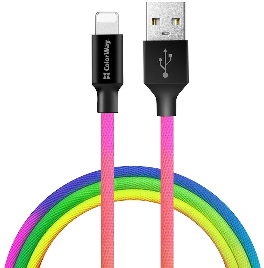 ColorWay USB 2.0 - Lightning kábel 1m 2.4A, viacfarebný CW-CBUL016-MC