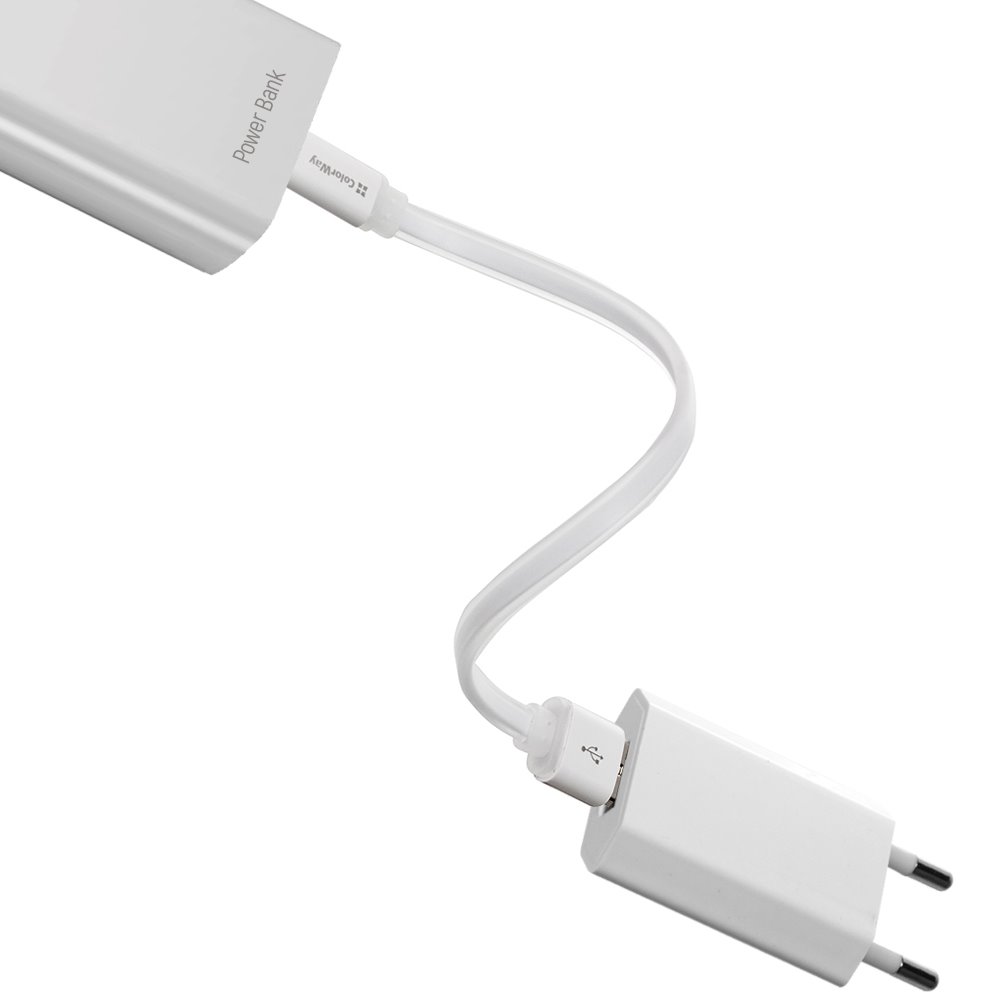 ColorWay USB - microUSB kábel 25 cm, plochý, biely