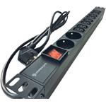 Conexpro 19" kombinovaný rozvádzač 2x FR + 8x IEC C13, 16A, 1,4 m, čierny