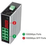 Conexpro GNT-IG1210GF-DC, priemyselný prepínač na DIN lištu, 8x LAN, 2x SFP