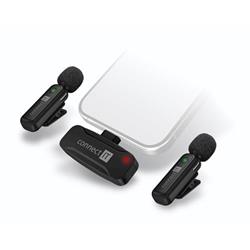 CONNECT IT Bezdrôtový mikrofón Lavalier Lightning (2 ks + prijímač) sada ČIERNA