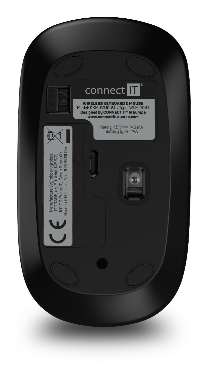 Connect IT Combo bezdrátová stříbrná klávesnice + myš, CZ+SK layout