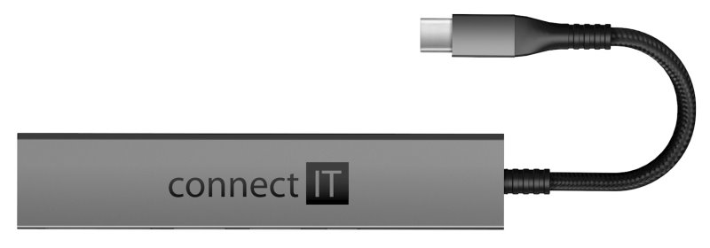 CONNECT IT CompactPRO USB-C hub + čítačka kariet, (2xUSB-A 3.0, 1xUSB-C), externý, antracitová