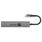 CONNECT IT CompactPRO USB-C hub + čítačka kariet, (2xUSB-A 3.0, 1xUSB-C), externý, antracitová