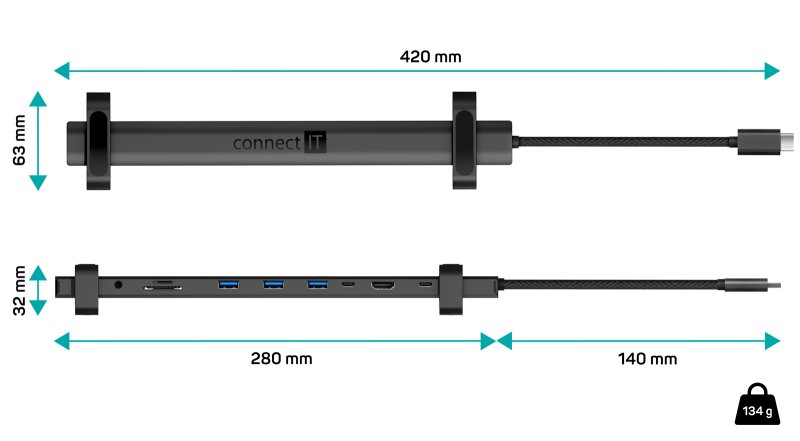 CONNECT IT Dokovacia stanica USB-C, Multi10IN1 (1xHDMI), externá