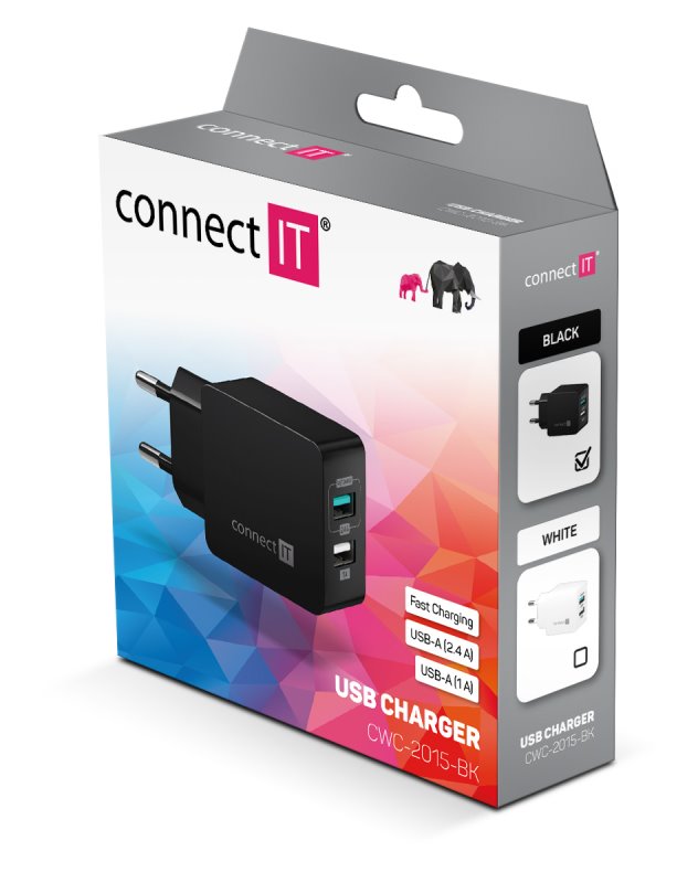 Connect IT Fast Charge CWC-2015-BK, čierny