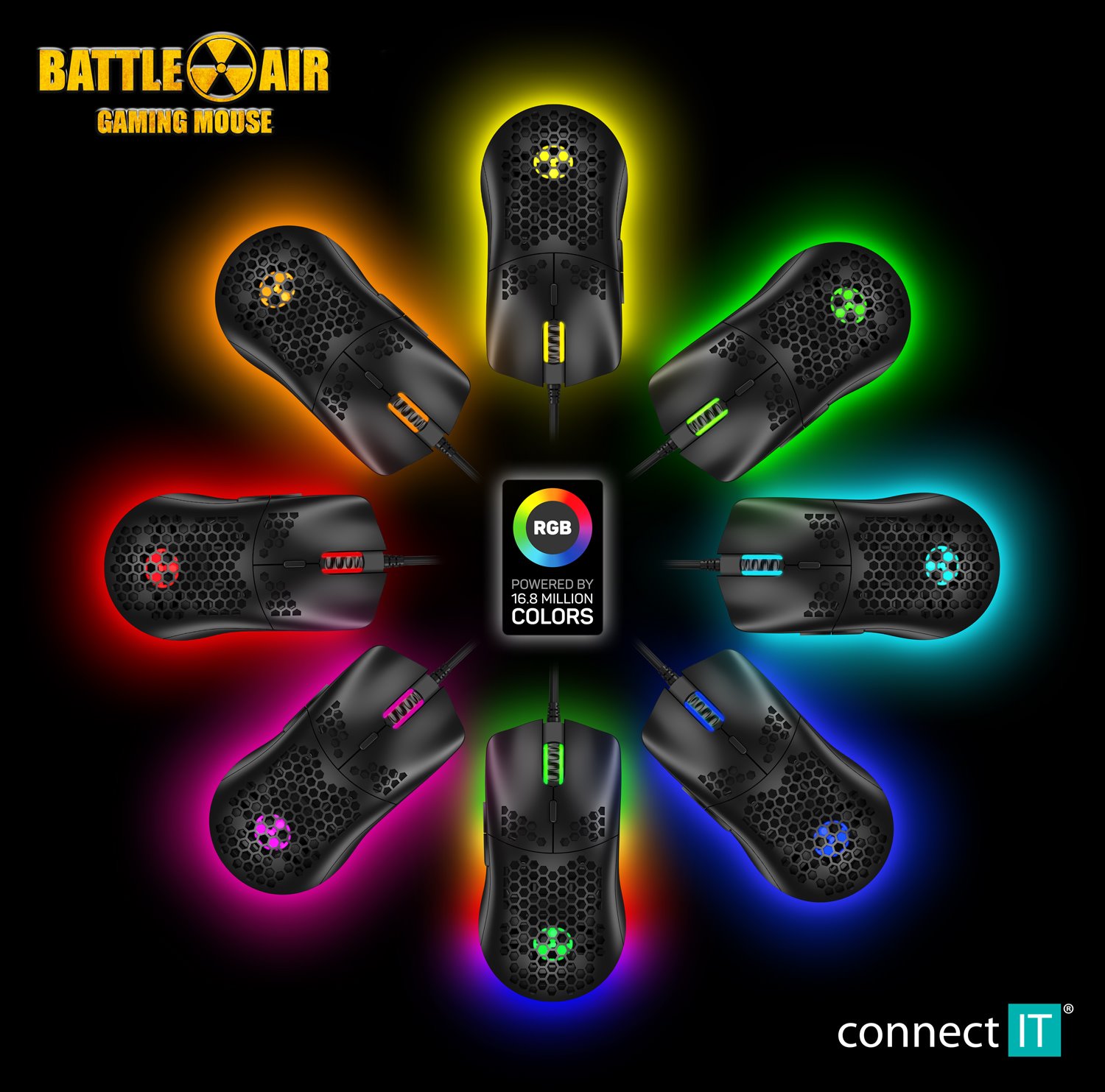 Connect IT herná myš Battle AIR, čierna CMO-5510-BK