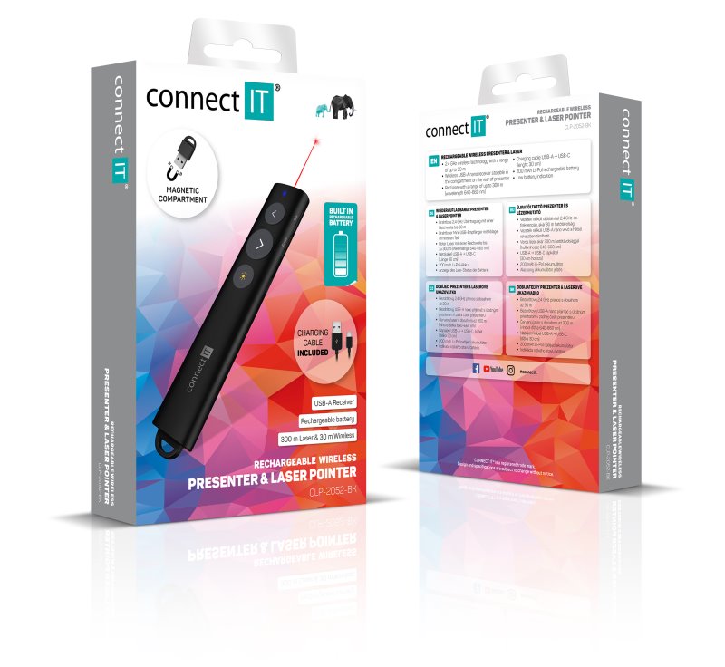 CONNECT IT LaserPoint laserové ukazovátko dobíjateľné ČIERNE