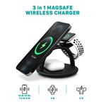 CONNECT IT MultiCharge 3 v 1 MagSafe Wireless Fast Charge bezdrátová nabíječka, ČERNÁ
