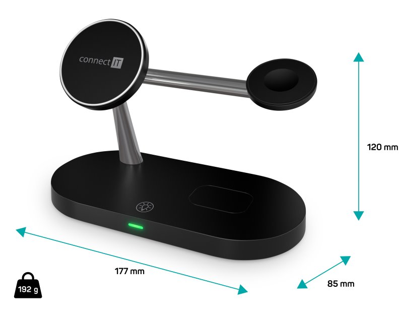 CONNECT IT MultiCharge 5 v 1 MagSafe Wireless Fast Charge, černá
