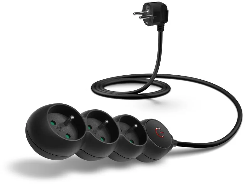 CONNECT IT prodlužovací kabel 230 V, 3 zásuvky, 1,5 m, s vypínačem (černý)