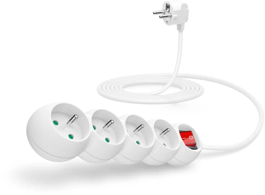 Connect IT prodlužovací kabel 230 V, 4 zásuvky, 3m, s vypínačem (bílý)