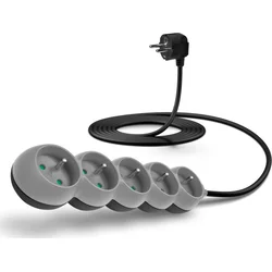 Connect IT prodlužovací kabel 230 V, 5 zásuvek, 3 m, bez vypínače (šedý)