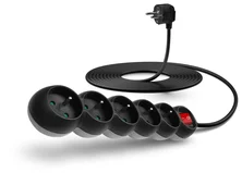 Connect IT prodlužovací kabel 230 V, 5 zásuvky, 5 m, s vypínačem (černý)