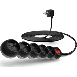 Connect IT prodlužovací kabel 230 V, 5 zásuvky, 5 m, s vypínačem (černý)
