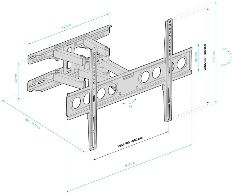 Connect IT TitanMove Premium nástenný držiak na obrazovky 32-70" CMH-7600-BK