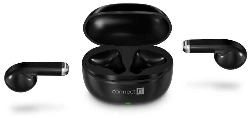 CONNECT IT True Wireless SonicBass slúchadlá do uší s mikrofónom, ČIERNA