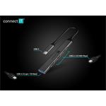 Connect IT USB-C rozbočovač, (1xUSB-A 3.0, 3xUSB-A 2.0), externý, antracitová