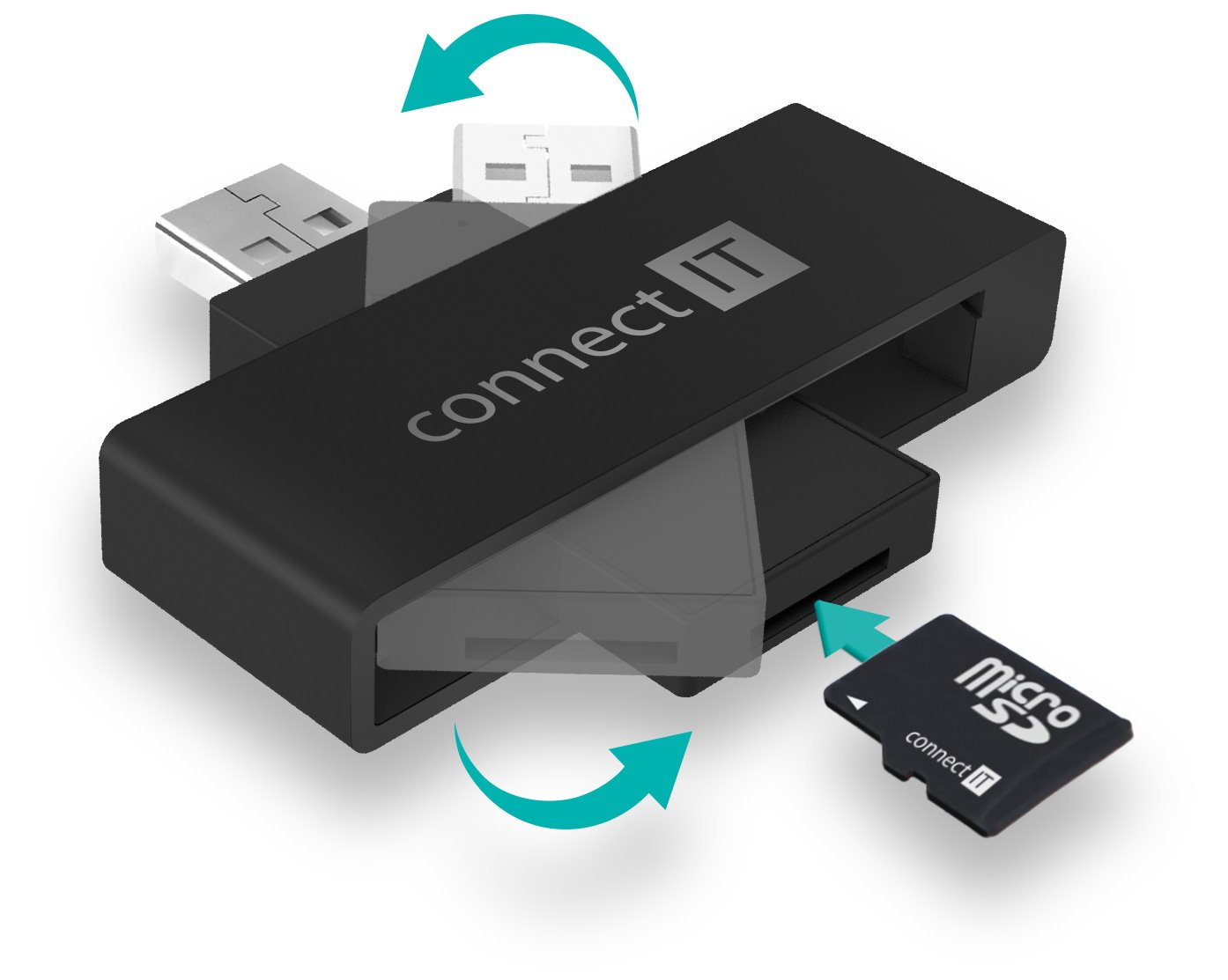 Connect IT USB čítačka eID a čipových kariet, čierna