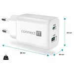 CONNECT IT Wanderer2 GaN nabíjací adaptér 1×USB-C + 1xUSB-A, 33W PD, biely