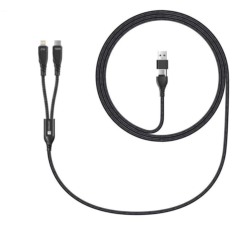 CONNECT IT Wirez 4v1 1x USB-C, 1x Lightning, 1,25 m, ČIERNA