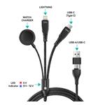 CONNECT IT Wirez 6in1 1x USB-C 1x Lightning 1x Watch charger 1,25 m ČERNÝ