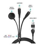CONNECT IT Wirez 6v1 1x USB-C 1x Lightning 1x nabíjačka pre hodinky 1,25 m ČIERNA
