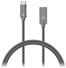 Connect IT Wirez Steel Knight microUSB - USB kabel, metallic anthracite, 1 m