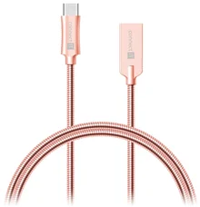 Connect IT Wirez Steel Knight USB-C - USB kábel, ružovo-zlatý, 1 m