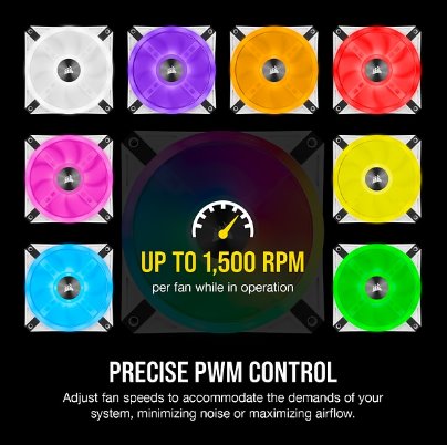 Corsair QL120 RGB, 3× 120 mm, bílý
