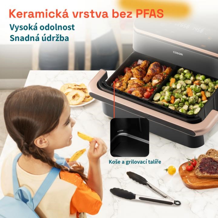 Cosori Dual Blaze TwinFry, keramika, černá
