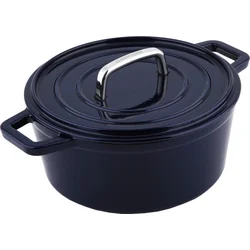 CS Solingen Liatinový okrúhly pekáč s vekom so smaltovaným povrchom ALPEN, 20 cm, modrý