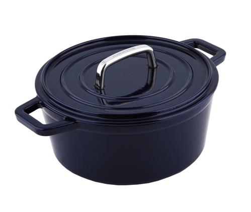 CS Solingen Pekáč s poklicí litinový kulatý se smaltovaným povrchem ALPEN, 20 cm, modrá