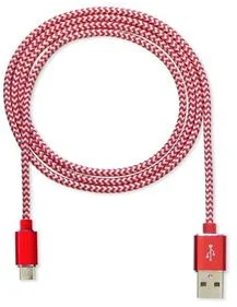 CUBE1 nylonový dátový kábel USB > microUSB, 2 m, červený