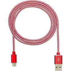 CUBE1 nylonový dátový kábel USB > microUSB, 2 m, červený