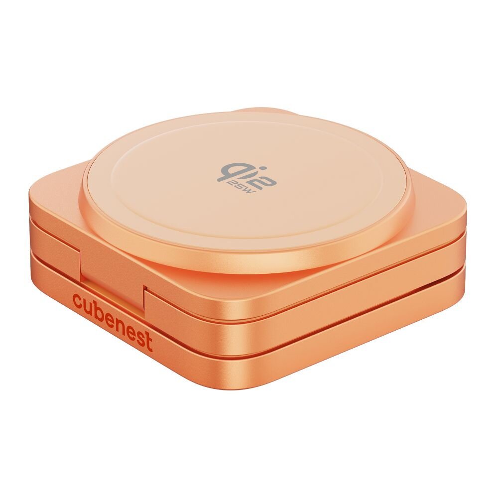 Cubenest 3v1 Qi2.2 Skládací bezdrátová magnetická nabíječka SQ312 Ultra oranžová