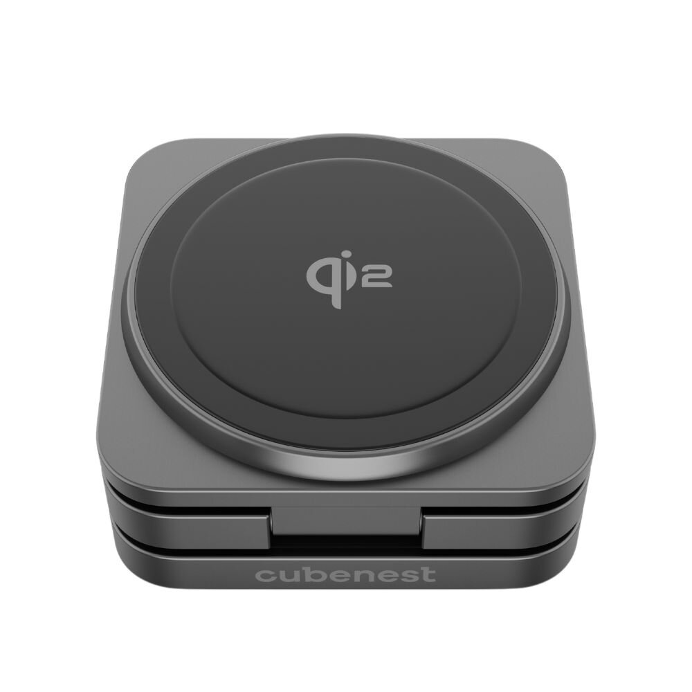 Cubenest 3v1 Qi2 Skládací bezdrátová magnetická nabíječka SQ312 Pro - černá