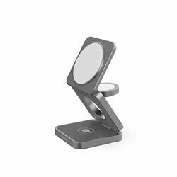 CubeNest 3v1 Skládací bezdrátová magnetická nabíječka S312 Pro - šedá