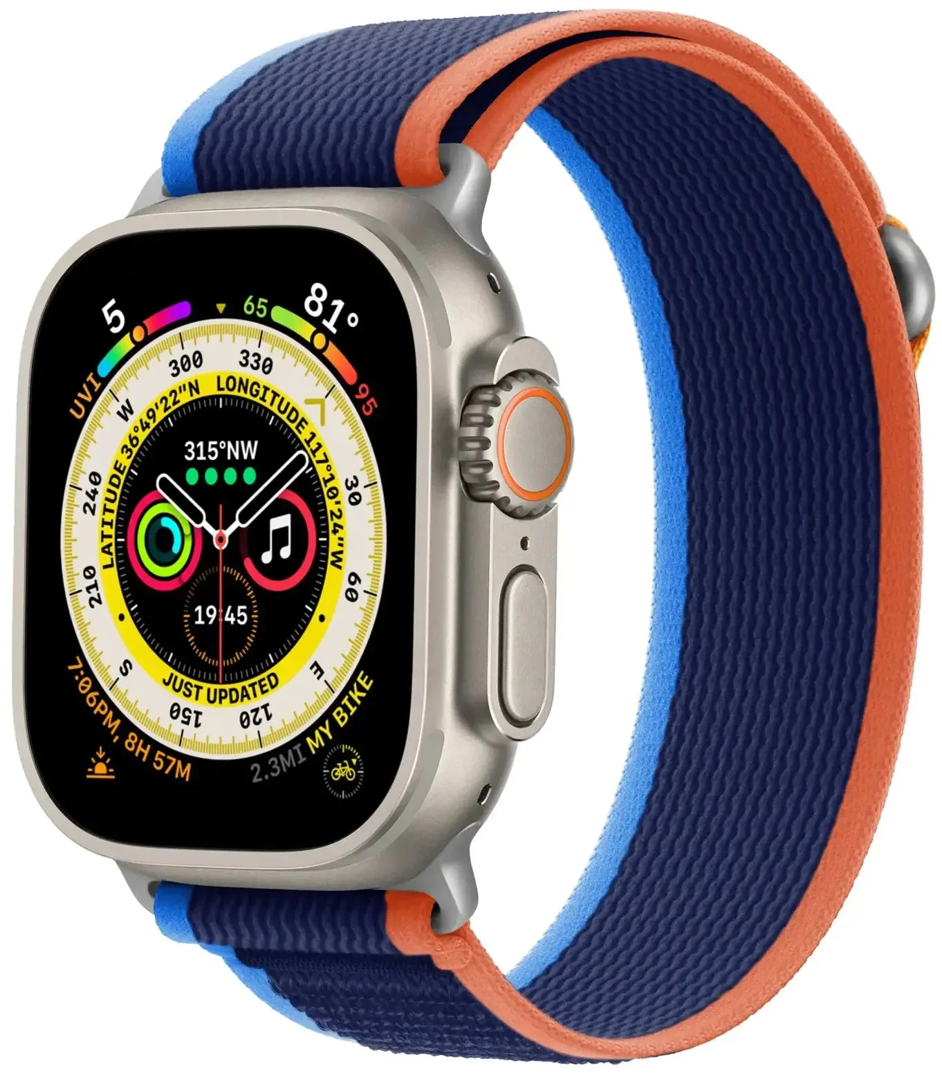 Cubenest Apple Watch Remienok Trail Loop MODRÝ s oranžovou/modrou (42-49 mm)