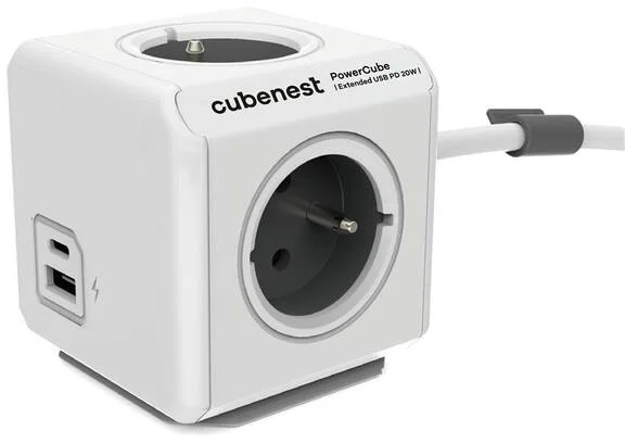 Cubenest PowerCube Extended USB C+C PD 35 W 1,5 m - sivá
