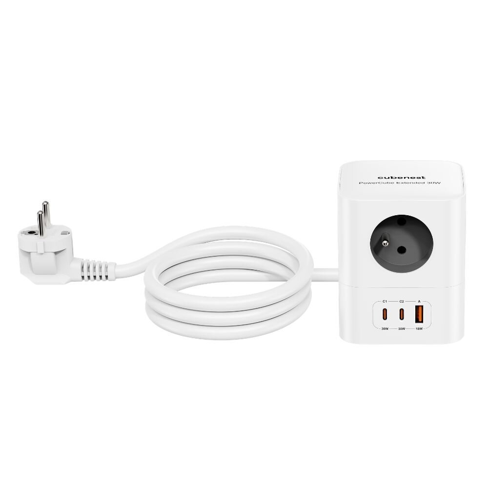 Cubenest PowerCube Extended USB PD 30W 2xA+C, 1,5m Grey