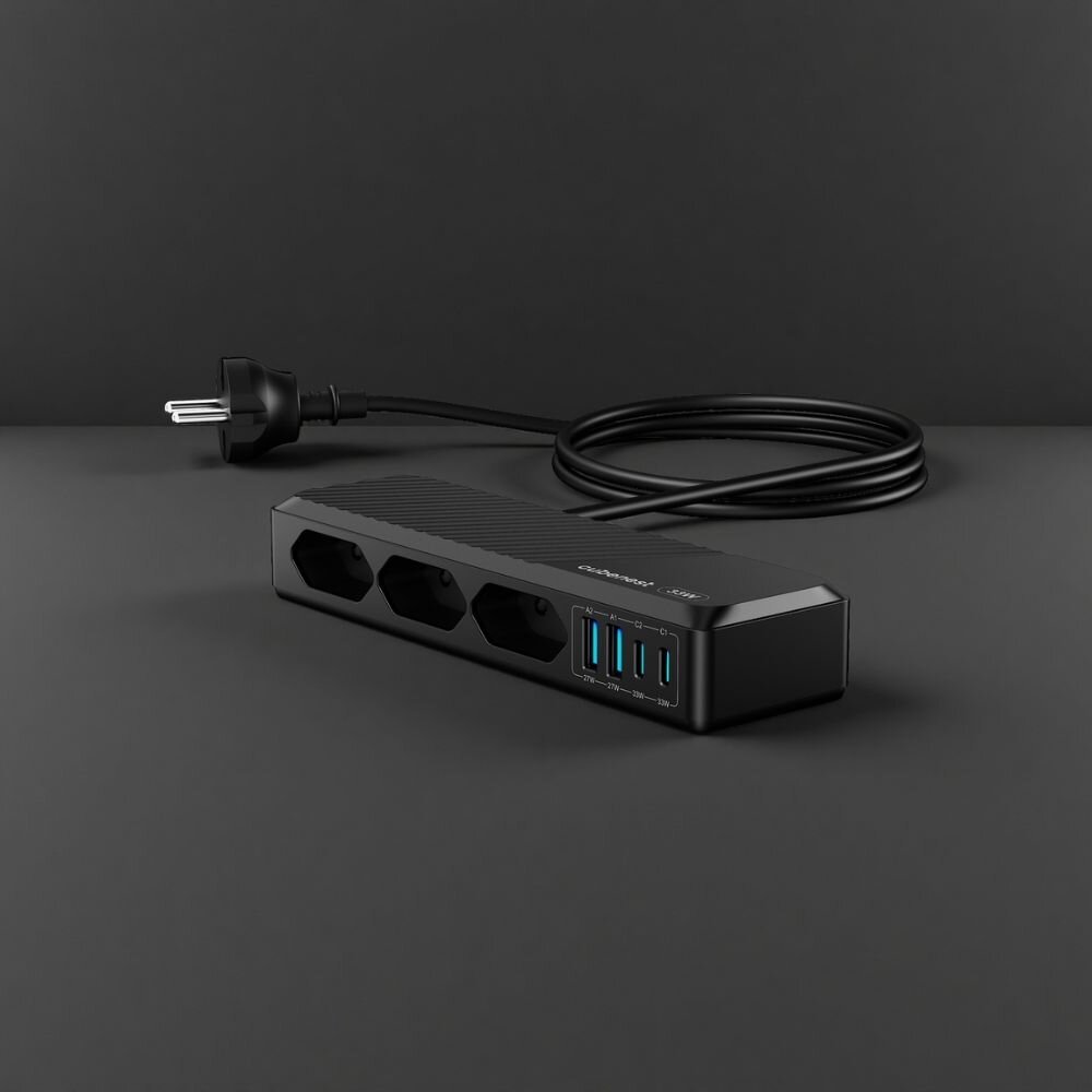 Cubenest PowerStrip SlimLine 2xUSB-A + 2x USB-C 33W Black