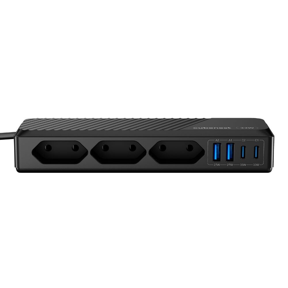 Cubenest PowerStrip SlimLine 2xUSB-A + 2x USB-C 33W čierny
