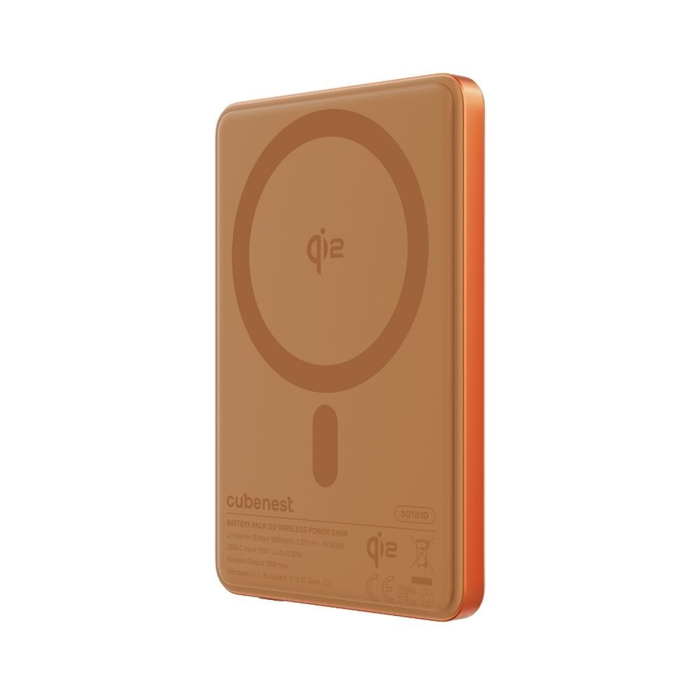 Cubenest Qi2 Magnetická bezdrátová powerbanka SlimDual 5000 mAh SQ1B3D - oranžová