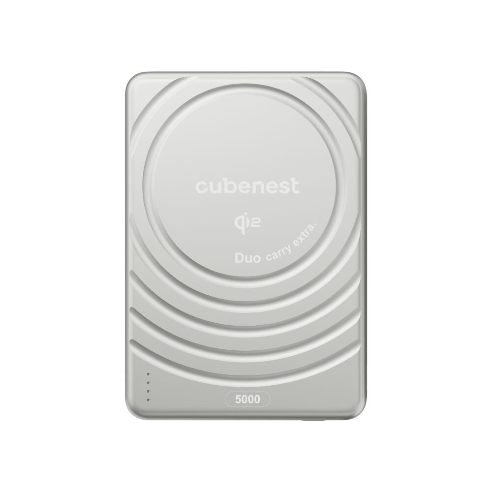 Cubenest Qi2 Magnetická bezdrátová powerbanka SlimDual 5000 mAh SQ1B3D - stříbrná
