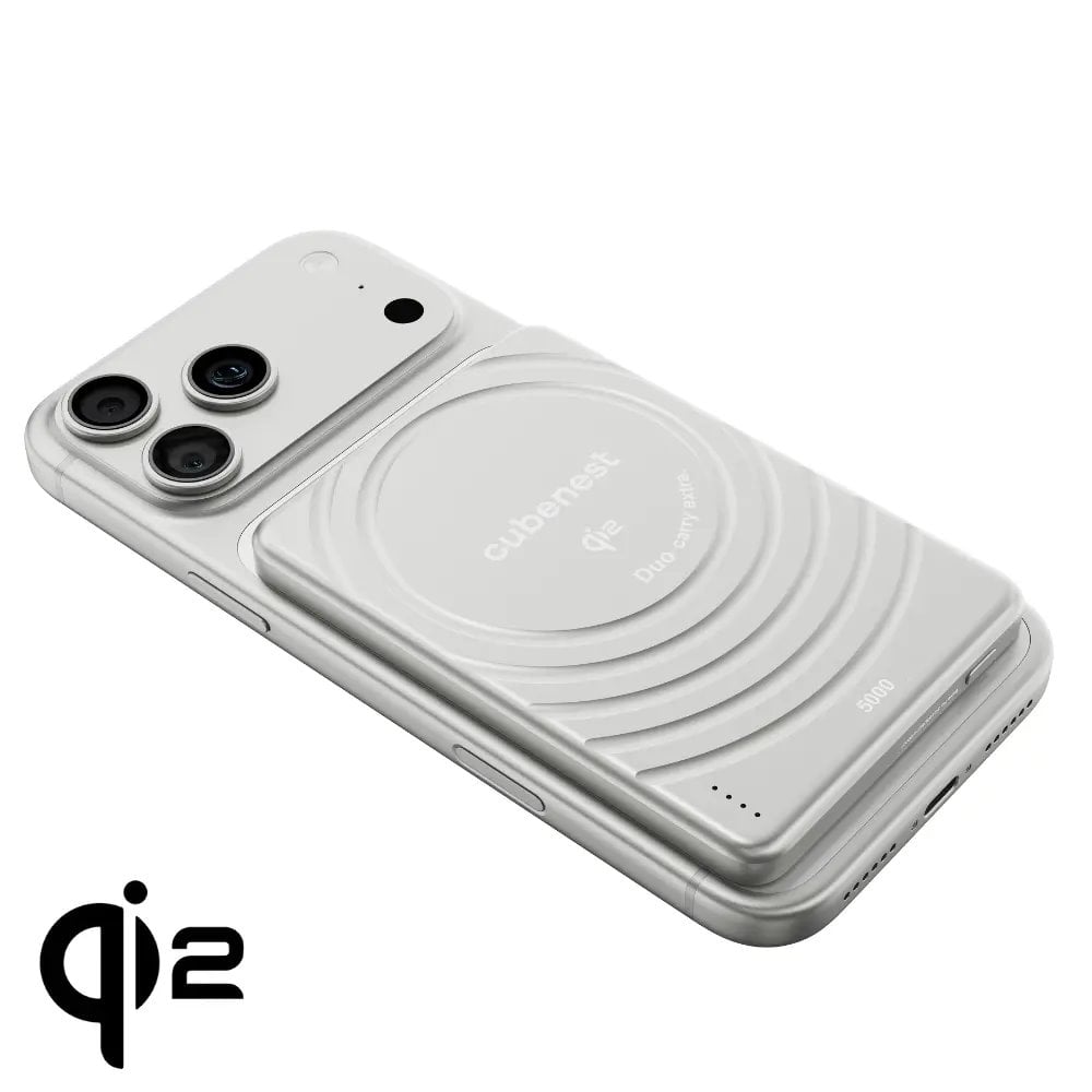 Cubenest Qi2 Magnetická bezdrátová powerbanka SlimDual 5000 mAh SQ1B3D - stříbrná
