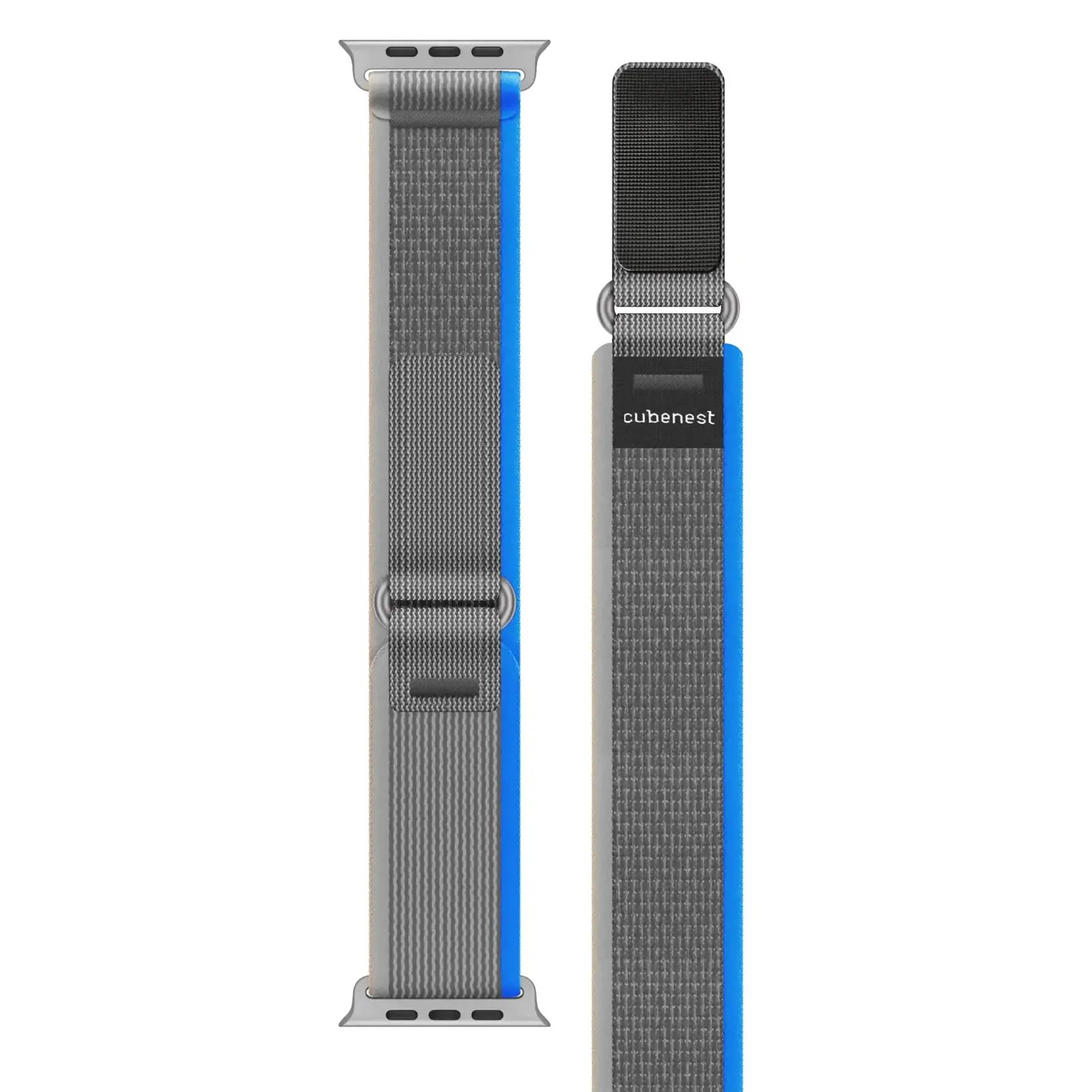 Cubenest Řemínek na Apple Watch Trail Loop GREY with blue/white(42-49mm)